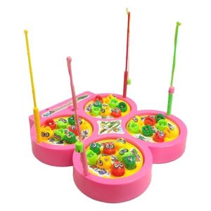 VGRASSP Musical Fish Catching Game Toy Set with 4 Rotating