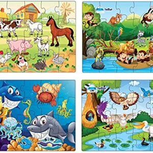 FunBlast Kids Puzzles for Kids, Animal and Birds Jigsaw Puzzle for Kids of Age 3-5 Years, Set of 4-96 Pcs Puzzle (Multicolor, Size 30X22 CM)