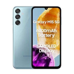 Samsung Galaxy M15 5G (Celestial Blue,8GB RAM,128GB Storage)| 50MP Triple Cam| 6000mAh Battery|MediaTek Dimensity 6100+| 4 Gen. OS Upgrade & 5 Year Security Update|Super AMOLED Display|Without Charger
