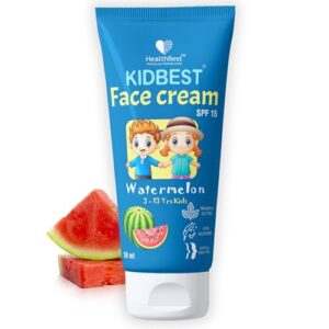 Healthbest Kids Face Cream SPF 15, 50ml - Organic, Gentle Baby Safe, Tear-Free, Paraben-Free, SLS-Free, Sensitive Skin Lotion, Watermelon Flavor