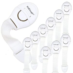 KidDough Furniture Safety Locks for Kids - Pack of 10 White locks, Child Safety Locks for Drawers, Cabinets, Fridge, Cupboard Lock, Baby Proofing Product, Strong and Adhesive Safety Locks