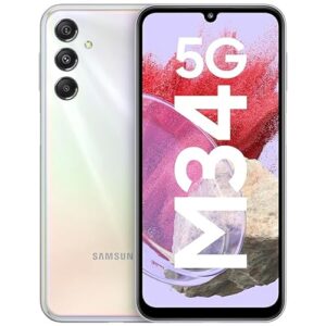 SAMSUNG Galaxy M34 5G (6GB,128GB)|120Hz sAMOLED Display|50MP Triple No Shake Cam|6000 mAh Battery|12GB RAM with RAM+|Android 13|without Charger (PRISM Silver)