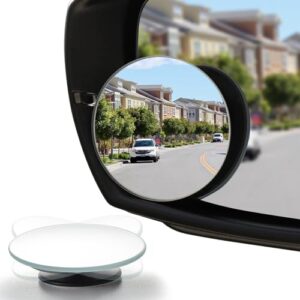 SOFLIN Blind Spot Mirror, 2" Round HD Glass Frameless Convex Rear View Mirrors Exterior Accessories with Wide Angle Adjustable Stick for Car SUV and Trucks, Pack of 2