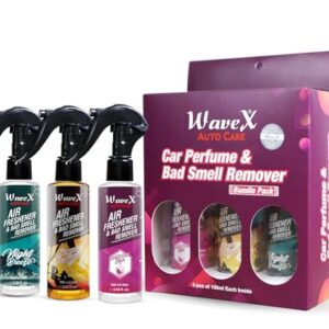 Wavex Car Air Freshener and Bad Smell Remover Bundle Pack- 1500+ Sprays- 3x100ml Car Fresheners Long Lasting - Refresh Your Car's Ambiance