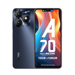 itel A70 (4GB RAM, 128GB ROM) upto 12GB RAM with Memory Fusion | 13MP Dual Rear Camera & 8MP Front Camera | 5000mAh with Type-C | Dynamic Bar | Side Fingerprint | Octa-Core Processor | Starlish Black