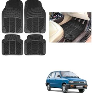 Auto Addict Rubber Mats Car Foot Mats (Black,Set of 4Pcs) for Maruti Suzuki 800