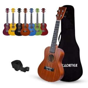 Kadence Concert Ukulele 23", Cinnamon Brown colour, fluorocarbon strings, matt finish with strap and bag (Spring Summer Collection of Ukuleles)