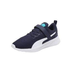 Puma Unisex-Kid Flyer Runner V PS Peacoat-White-Deep Aqua Sneaker - 2 UK (19292934)