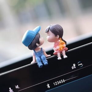 wolpin Plastic Car Decor For Car Dashboard Love Couple Car Interior Decoration Accessories Decorative Showpiece For Desk Decoration, Cute Couple, Pack of 1