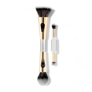 HUDA GIRL Makeup Brush Set for Women and Girls, 4 in 1 Essential Make Up Brush Kit includes Foundation Brush, Powder Brush, Eyeshadow Blending Brush, Flat Brush | Compact Design | Travel Friendly | Soft Bristles