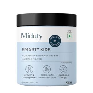 Miduty by Palak Notes Smarty Kids Multivitamin Multimineral, B Complex, Vitamin C, Vitamin A & Active Immunity For Picky Eaters No Fructose Corn Syrup No Preservatives - Natural Flavor - Pack of 60