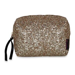 NFI essentials Small Glittery Makeup Pouch for Women Stylish Pouches for Makeup Accessories Storage Cosmetic Pouches Make up Bag for Girls (Gold)