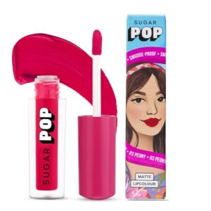 Sugar Pop Matte Lipcolour - 03 Peony (Electric Pink) 1.6 Ml - Lasts Up To 8 Hours - Pink Lipstick For Women | Non-Drying, Smudge Proof, Long Lasting