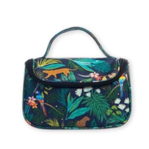 EBZAK Travel Multi-Functional Toiletry Bag, Waterproof Floral Tropical Flower Vanity Pouch, Spacious Cosmetic Makeup Bag