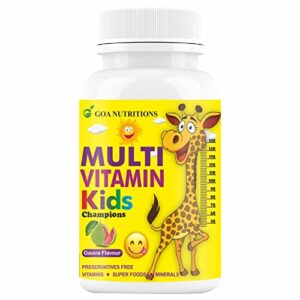 GOA NUTRITIONS Multivitamin For Kids With Vitamin C, A, D3, E, B12, And Zinc Supplements for Kid's Growth, Development, Strong Bone, And Immunity -60 Chewable Tablets