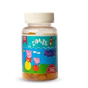 KIDDOZE Calcium Gummies With Free Peppa Pig Toys For Kids Between 3 To 16 Years Of Age, Promotes Bone, Muscle & Teeth Strength (All Natural Mango Flavour) - 60 Gummies (Free Surprise Gift Inside)