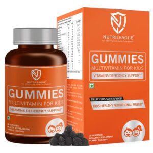 Nutrileague Multivitamin for Kids Gummies with Vitamin B complex, A, E & Minerals | 30 Gummies | Happy & Healthy Multivitamin Gummies For Tinny Tummies (Nutrileague Now in India) (Pack Of 1)