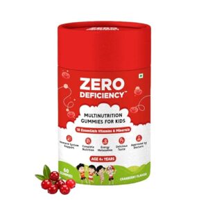 Zero Deficiency Multivitamin Gummies for Kids | DHA Booster | For Overall Growth of Kids | Immunity Booster for Childrens | Zero Added Sugar | With 18+ Vitamins and Minerals | Healthy Gummies | Below 15 Years | 60 Gummies | Multivitamin for Kids and Children